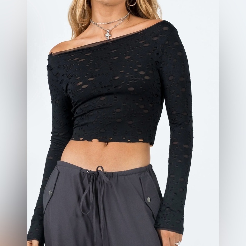 Lapidus Long Sleeve crop Top Black